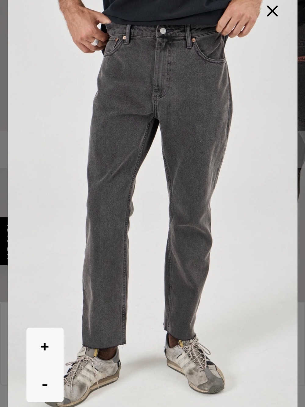 ROLLA'S Relaxo Chop Black Denim Relaxed-Fit Raw Hem